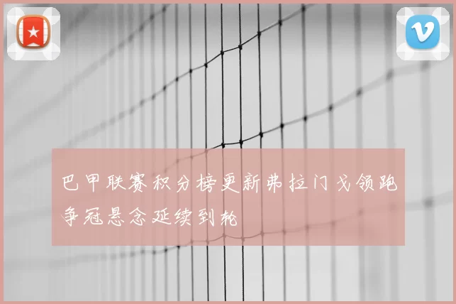 巴甲联赛积分榜更新弗拉门戈领跑争冠悬念延续到轮